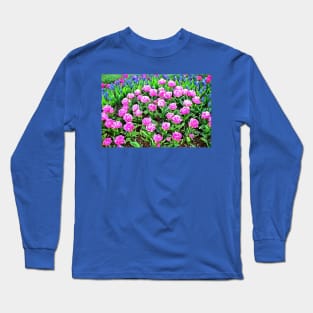 Fancy Pink Tulips with Grape Hyacinths Long Sleeve T-Shirt